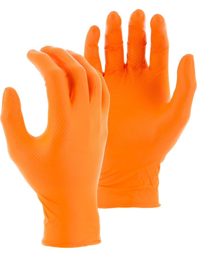 Orange SUPERGRIP Diamond Textured | 7mil – Heavy-Duty Grip & Industrial Strength Protection Nitrile Gloves