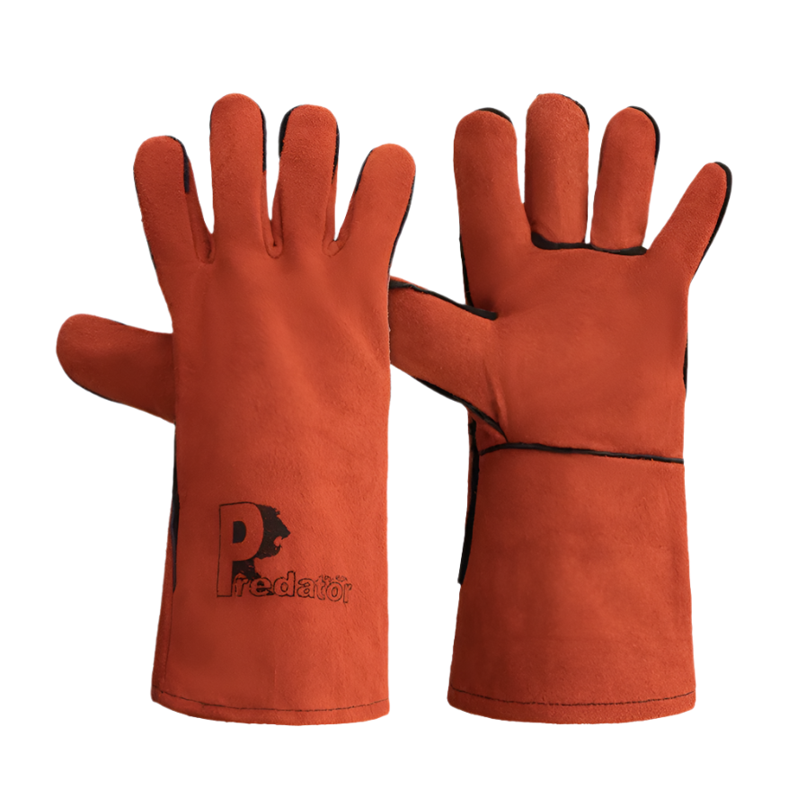 Predator LIGHTNING MIG Gauntlet | Red – Supreme Quality Split Leather Welding Gloves