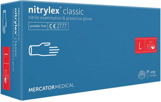 Mercator NITRYLEX CLASSIC | Blue – Examination-Grade Protection & Multipurpose Performance Nitrile Gloves (200 Gloves per Box)