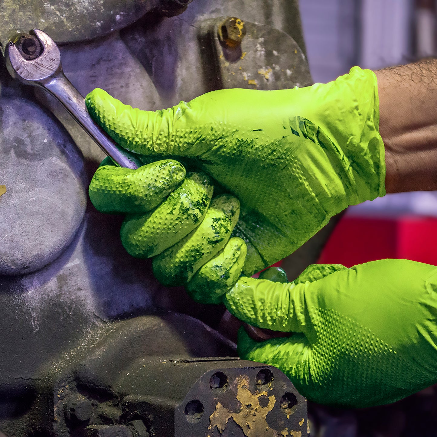 Mercator Ideall GRIP+ 3 BOXES - Premium Diamond Grip Nitrile Gloves | Sizes M, L, XL | Black • Orange • Green