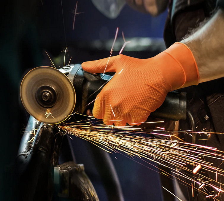 Guardian EXAMINATION 7mil Disposable | Orange – Heavy-Duty Protection & Superior Diamond Grip Nitrile Gloves - 100 Per Box.