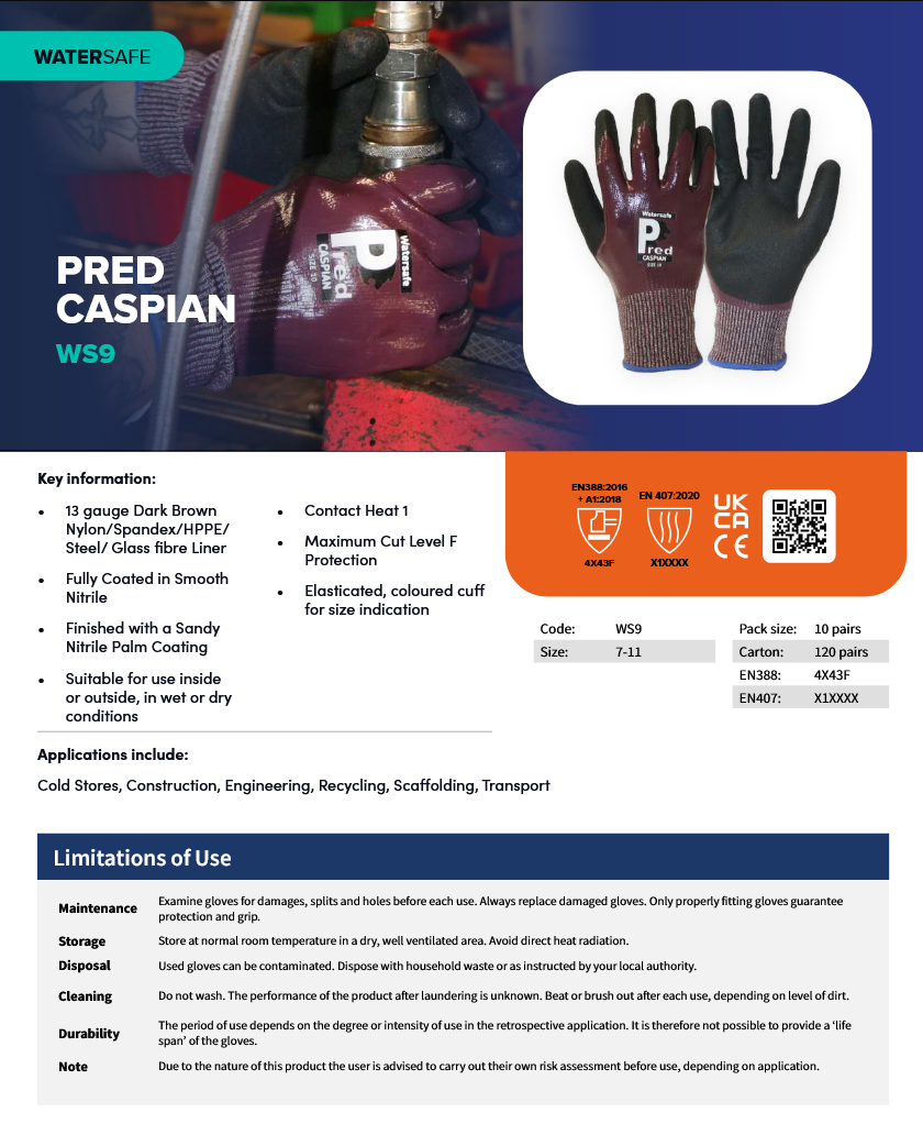 Predator CASPIAN | High-Performance Nitrile-Coated Gloves – Maximum Cut F Protection & Contact Heat Resistance