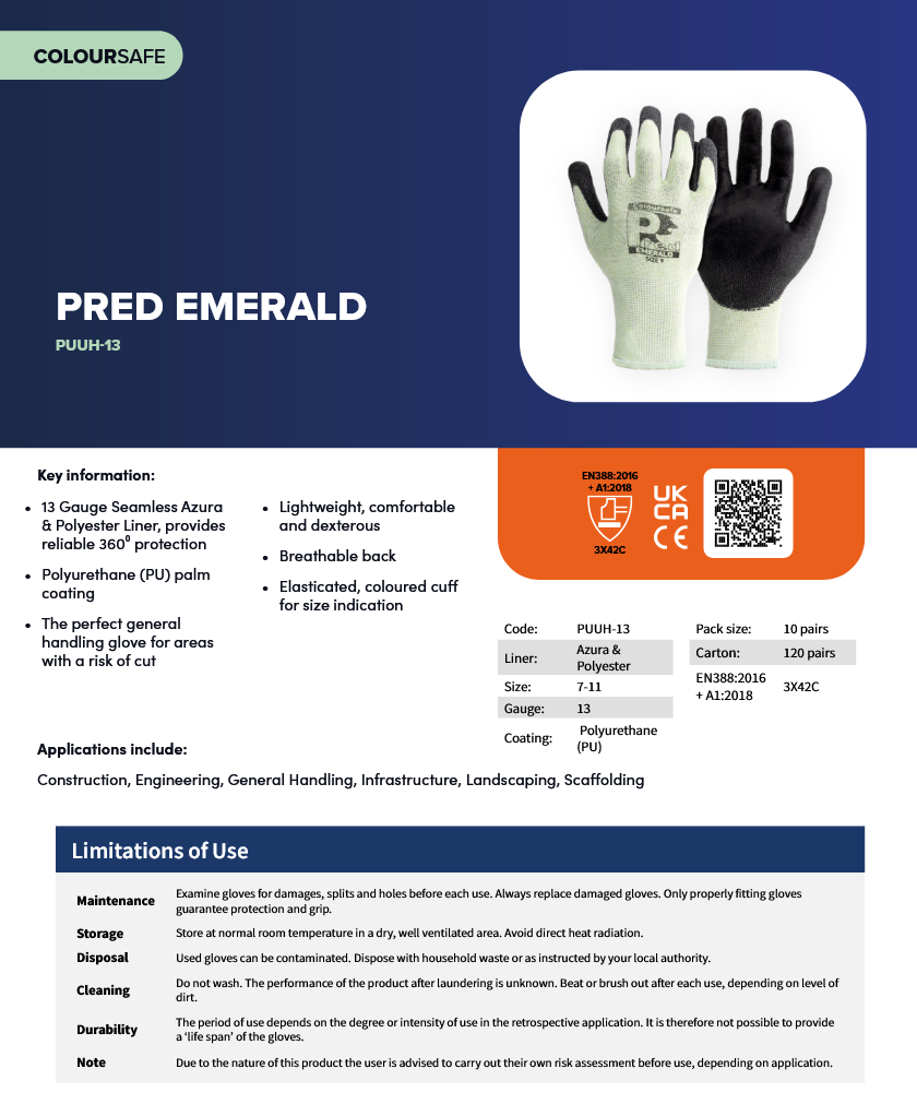 (1) Predator EMERALD 15g All-Round Work Specialist | PU Coated Gloves