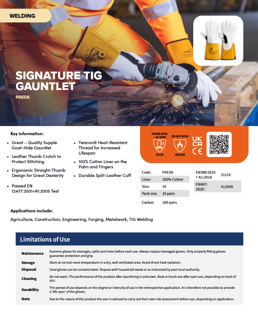Predator SIGNATURE TIG Gauntlet | Ivory – Supreme Quality Goat Hide Leather Welding Gloves