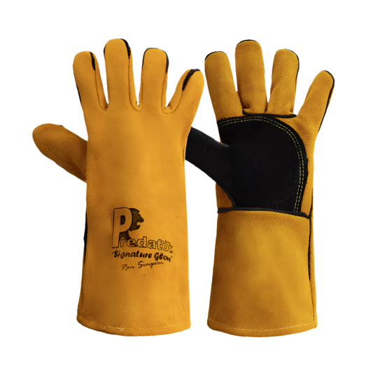 Predator SIGNATURE MIG Gauntlet | Gold – Supreme Quality Split Leather Heavy Duty Welding Gloves