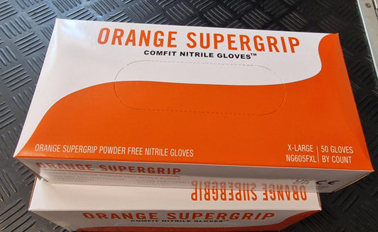 Orange SUPERGRIP Diamond Textured | 7mil – Heavy-Duty Grip & Industrial Strength Protection Nitrile Gloves