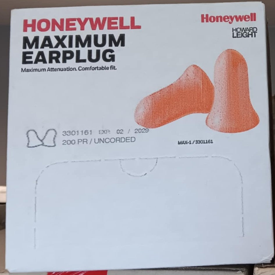 Howard Leight MAX-1 Uncorded Ear Plugs- SNR 38dB (x200pairs) - WORLDS MOST USED EARPLUGS