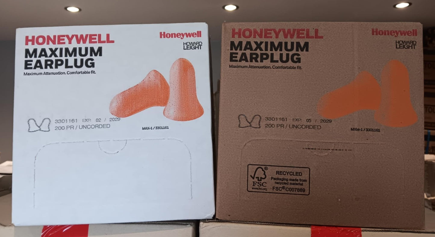 Howard Leight MAX-1 Uncorded Ear Plugs- SNR 38dB (x200pairs) - WORLDS MOST USED EARPLUGS