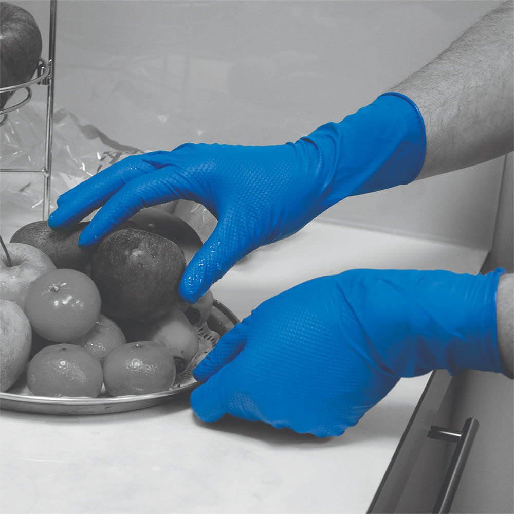 Mercator Ideall GRIP+ 7mil Heavy Duty | Blue LONG CUFF – Ultimate Protection & Elite Grip Nitrile Gloves