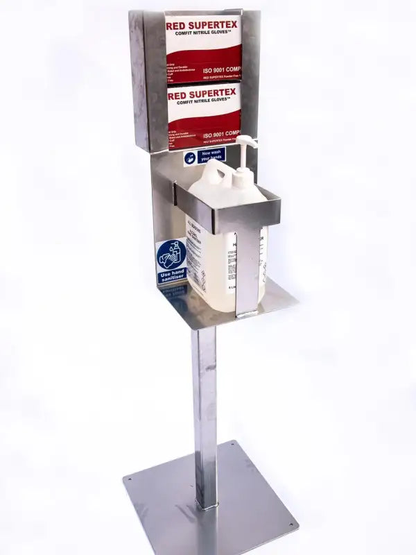 Hand Sanitiser Station with Disposable Gloves Housing Dispenser | Comprehensive Hygiene Solution