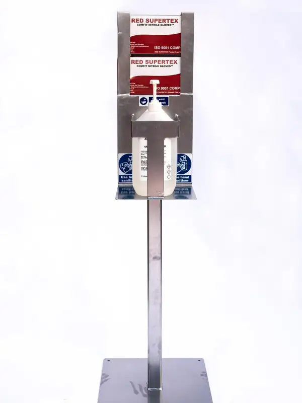 Hand Sanitiser Station with Disposable Gloves Housing Dispenser | Comprehensive Hygiene Solution