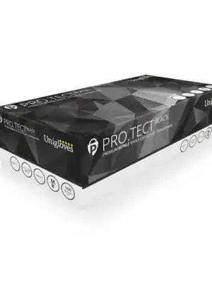 Unigloves PRO.TECT Nitrile Gloves (Black) - 100/Box | Durable, Single-Use Protection
