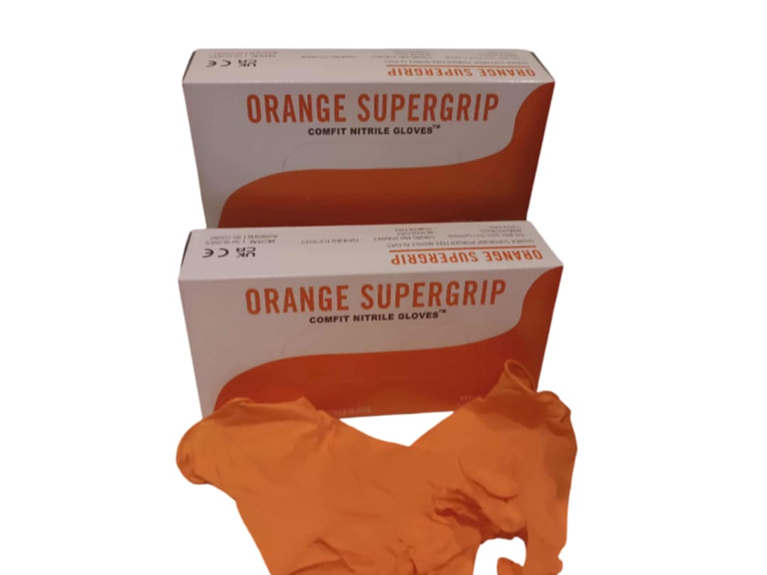 Orange SUPERGRIP Diamond Textured | 7mil – Heavy-Duty Grip & Industrial Strength Protection Nitrile Gloves