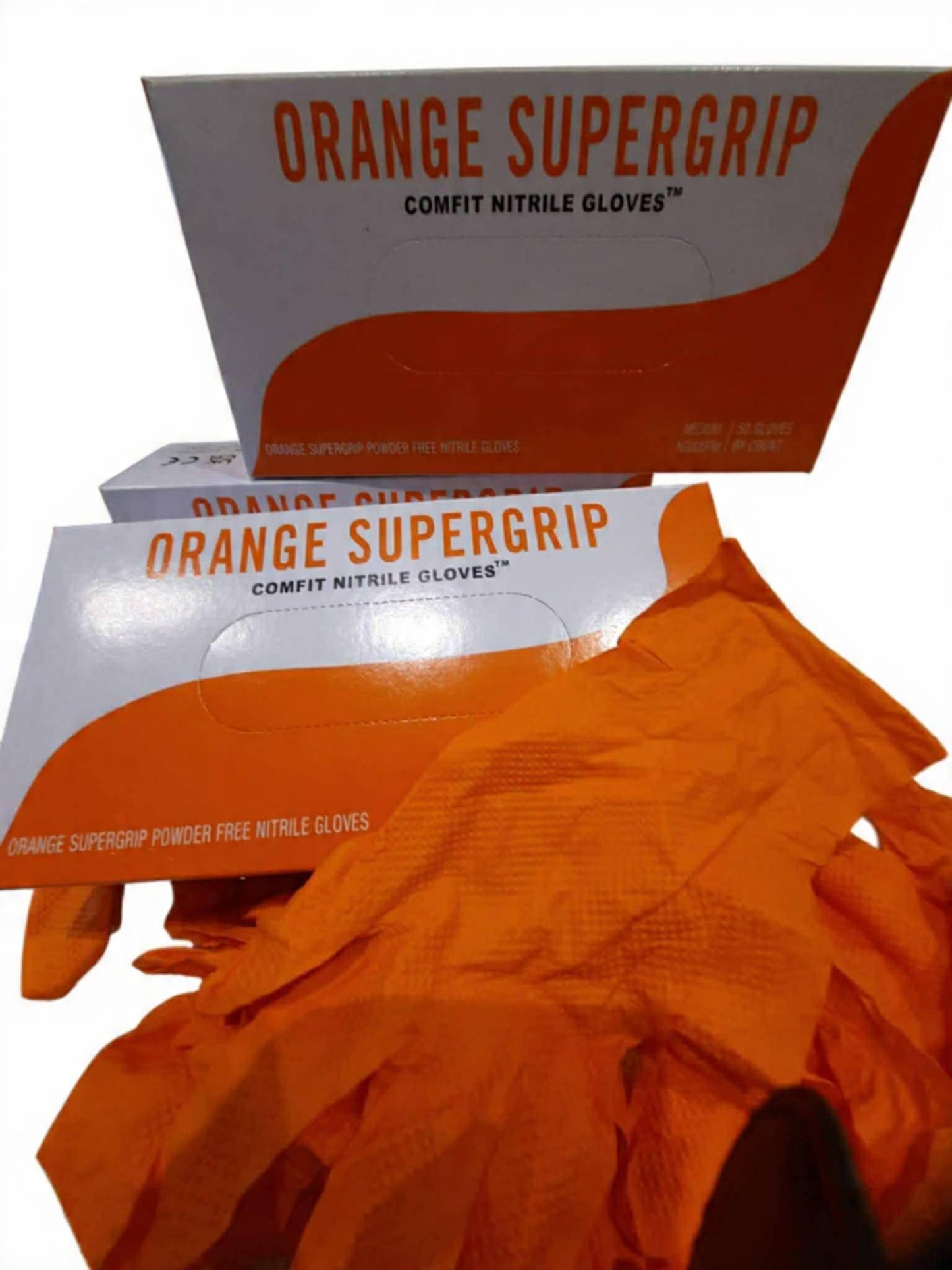 Orange SUPERGRIP Diamond Textured | 7mil – Heavy-Duty Grip & Industrial Strength Protection Nitrile Gloves