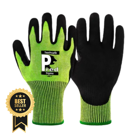 (1) Predator SIGMA 13G Green UHMWPE Cut Resistant & Touchscreen Sensitive | Sandy Nitrile Gloves