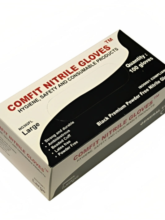 Black Comfit Nitrile Gloves NG302FS (4mil) | Superior Protection & Comfort