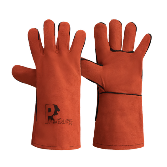 Predator Lightning Mig Gauntlet | High Quality Red Split Leather Welding Gloves