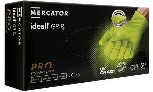 MERCATOR Ideall GRIP+ Gloves/Predator HEAVY DUTY in Green (7mil)