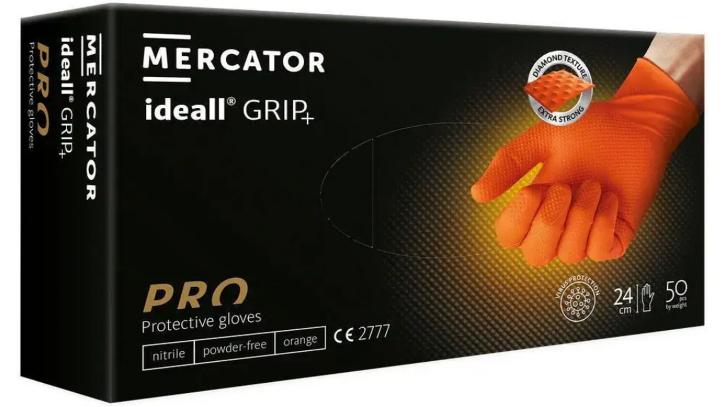 MERCATOR Ideall GRIP+ Gloves/Predator HEAVY DUTY in Orange (7mil)