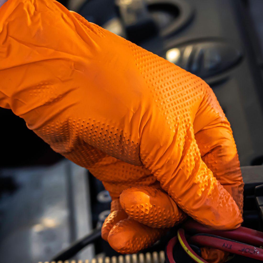 Mercator Ideall GRIP+ 3 BOXES - Premium Diamond Grip Nitrile Gloves | Sizes M, L, XL | Black • Orange •  Green