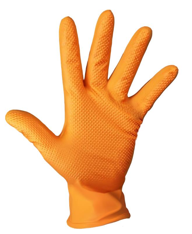 Stealth Grip - 8mil - ORANGE - Heavy Duty Disposable Nitrile Gloves