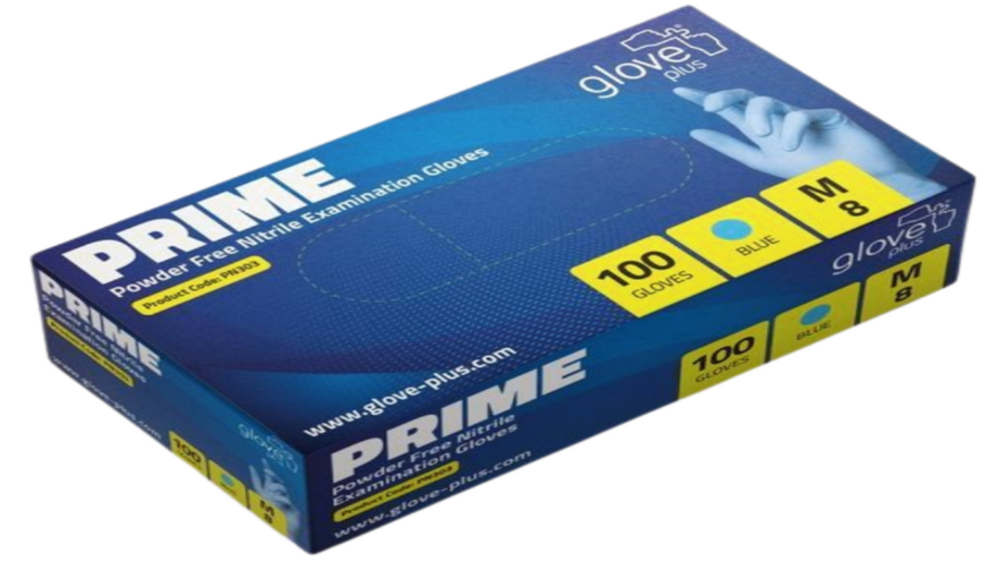 Premium Blue Glove Prime Powder Free Nitrile Examination Gloves (3.2mil)