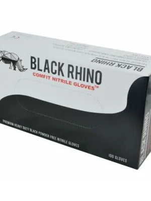 Black Rhino Premium Heavy Duty Comfit Nitrile Powder Free Disposable Gloves (6mil)