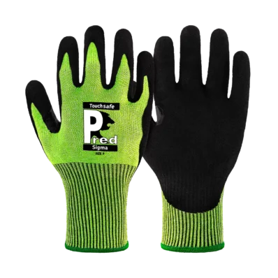 (1) Predator SIGMA 13G Green UHMWPE Cut Resistant & Touchscreen Sensitive | Sandy Nitrile Gloves