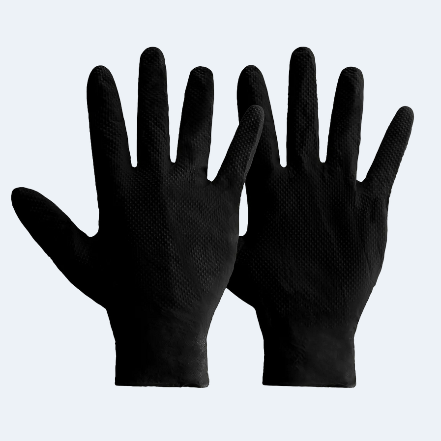 Mercator Ideall GRIP+ 5.2mil Heavy Duty | Black – Superior Protection & Advanced Grip Nitrile Gloves