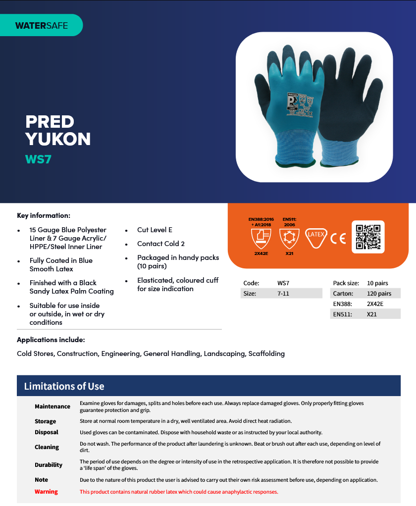 Predator YUKON | Dual-Liner Cut E Thermal Gloves – Waterproof, High-Protection Coated Gloves