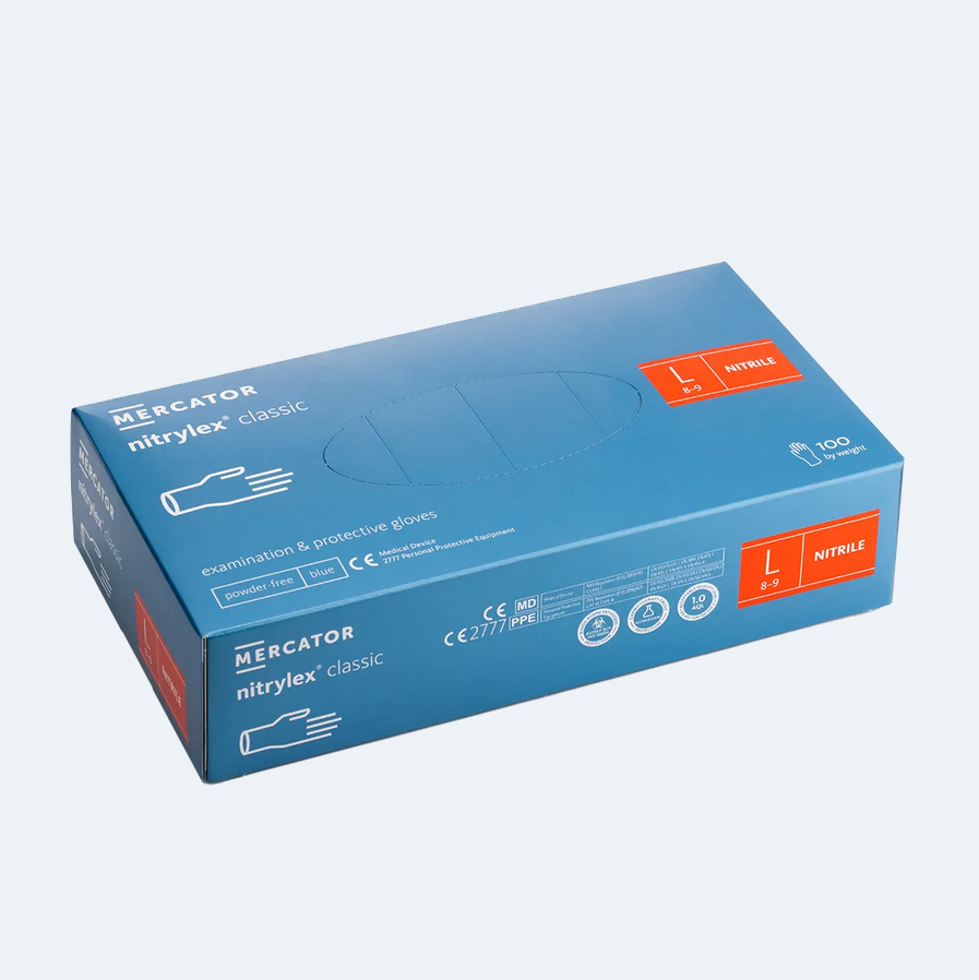 Mercator NITRYLEX CLASSIC | Blue – Examination-Grade Protection & Multipurpose Performance Nitrile Gloves (200 Gloves per Box)