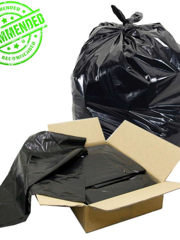 Heavy Duty Black Bin Liners Refuse Sacks - Box of 200 | Extremely Durable & Leak-Proof Waste Solutions