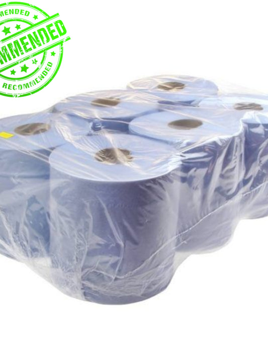 Blue Embossed Centrefeed Rolls 2ply 400 Sheets (6 Pack) | Efficient, Absorbent & Durable