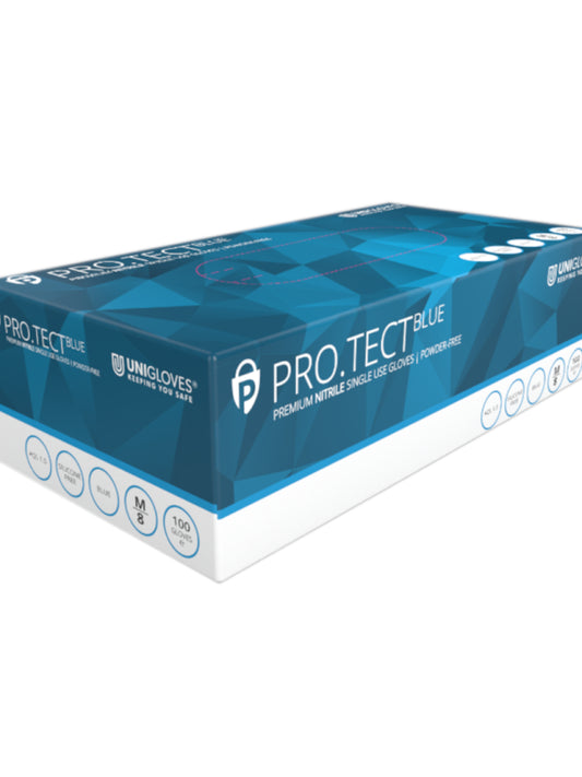 Unigloves PRO.TECT Nitrile Gloves (Blue) - 100/Box | Reliable Protection with Precision