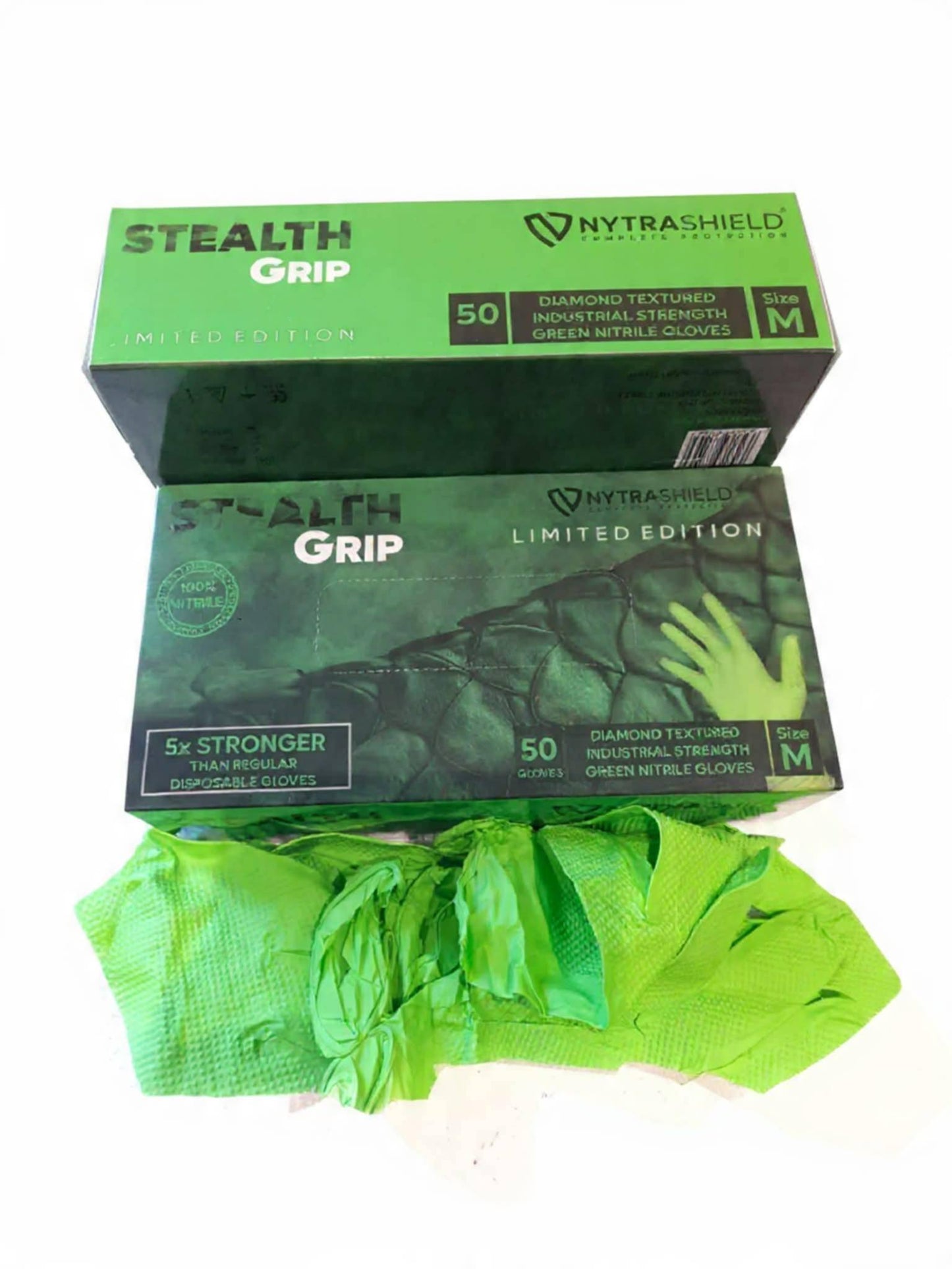 Stealth Grip - 8mil - GREEN - Limited Edition Heavy Duty Disposable Nitrile Gloves