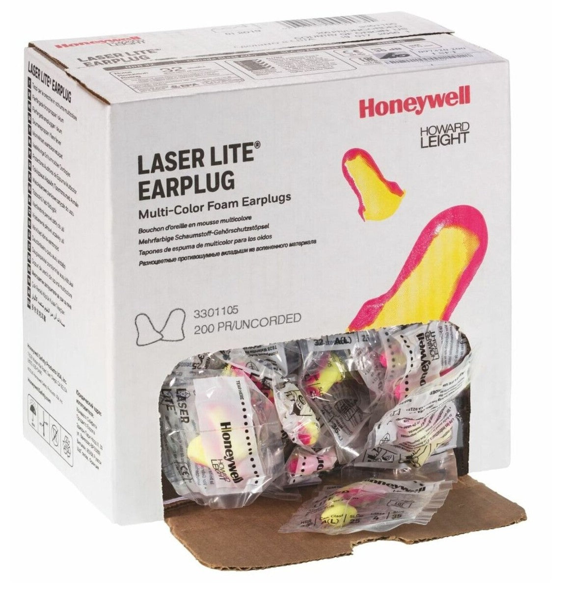 Howard Leight LL1 Laser Lite Foam Ear Plugs (Uncorded) | SNR 35dB | 200 Pairs