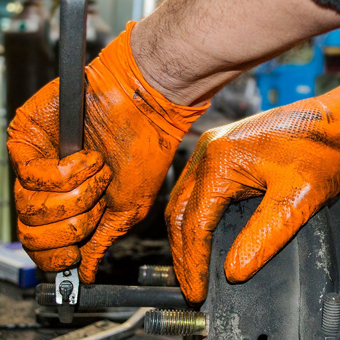 Stealth Grip - 8mil - ORANGE - Heavy Duty Disposable Nitrile Gloves